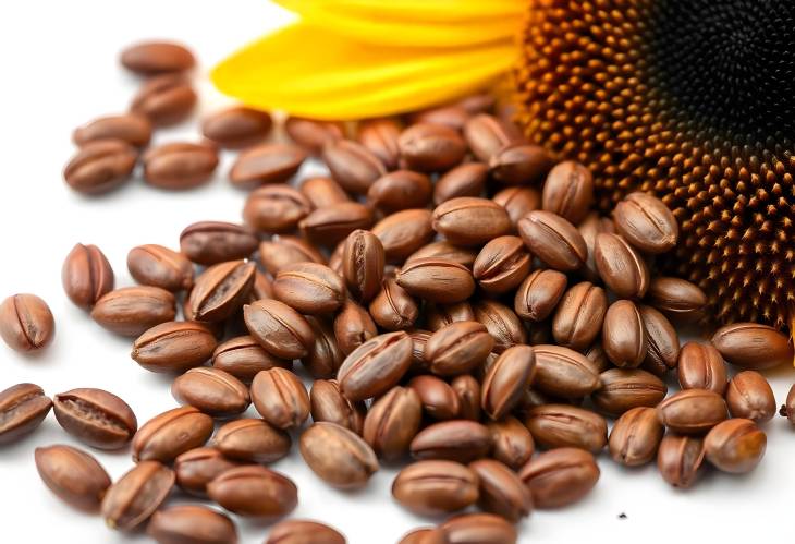 Wholesome Raw Sunflower Seeds Isolated on White Background